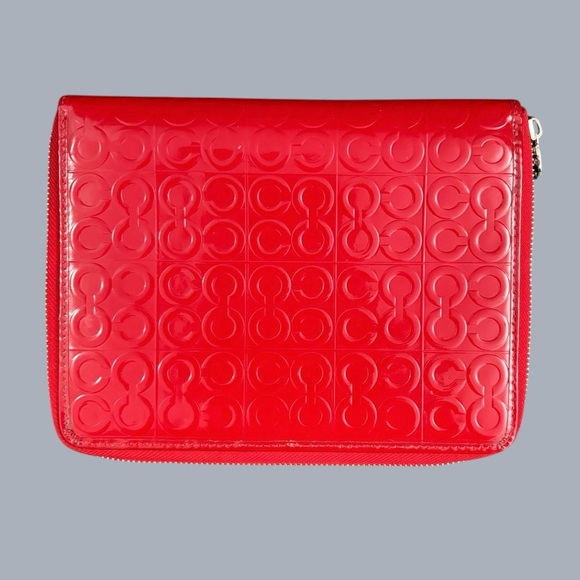 Coach Embossed Red Leather Zip Planner/Wallet/Organizer Clutch & Coach Pen - Picture 4 of 12